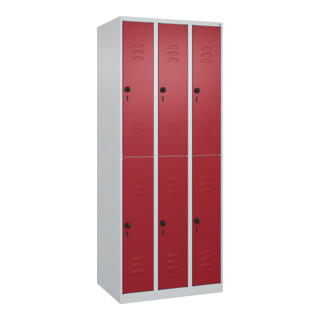 C+P Doppelstock-Spind Classic PLUS, 3 Abteile, 1850x750x500mm, 7035/3003 Verschluss Sicherheits-Drehriegel