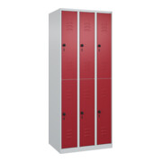 C+P Doppelstock-Spind Classic PLUS, 3 Abteile, 1850x750x500mm, 7035/3003 Verschluss Sicherheits-Drehriegel