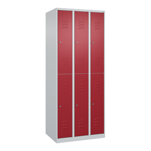 C+P Doppelstock-Spind Classic PLUS, 3 Abteile, 1850x750x500mm, 7035/3003 Verschluss Zylinderschloss
