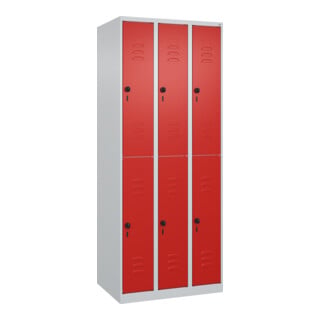 C+P Doppelstock-Spind Classic PLUS, 3 Abteile, 1850x750x500mm, 7035/3020 Verschluss Sicherheits-Drehriegel