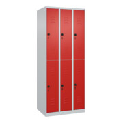 C+P Doppelstock-Spind Classic PLUS, 3 Abteile, 1850x750x500mm, 7035/3020 Verschluss Sicherheits-Drehriegel