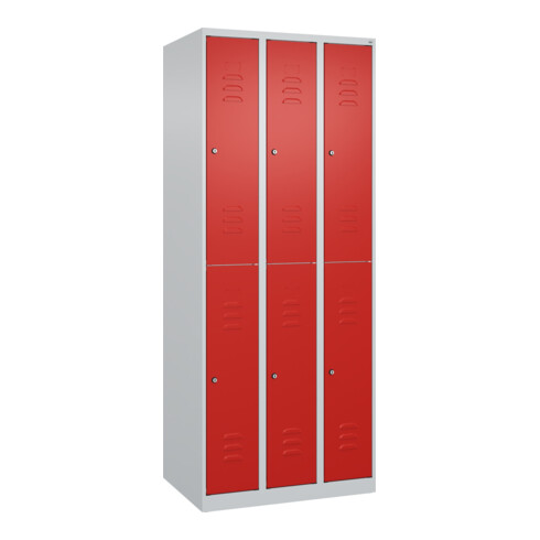 C+P Doppelstock-Spind Classic PLUS, 3 Abteile, 1850x750x500mm, 7035/3020 Verschluss Zylinderschloss
