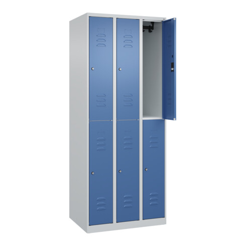 C+P Doppelstock-Spind Classic PLUS, 3 Abteile, 1850x750x500mm, 7035/5023 Verschluss Zylinderschloss