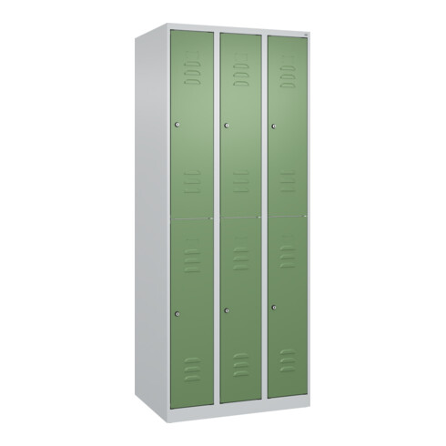 C+P Doppelstock-Spind Classic PLUS, 3 Abteile, 1850x750x500mm, 7035/6011 Verschluss Zylinderschloss