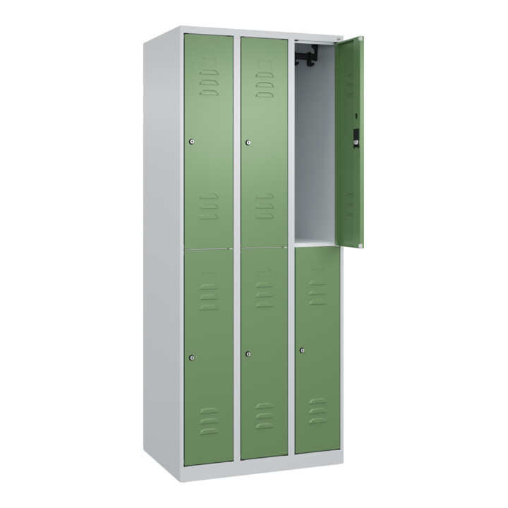 C+P Doppelstock-Spind Classic PLUS, 3 Abteile, 1850x750x500mm, 7035/6011 Verschluss Zylinderschloss