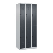 C+P Doppelstock-Spind Classic PLUS, 3 Abteile, 1850x750x500mm, 7035/7016 Verschluss Sicherheits-Drehriegel