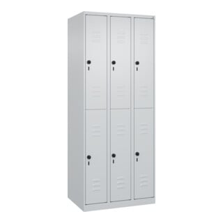 C+P Doppelstock-Spind Classic PLUS, 3 Abteile, 1850x750x500mm, 7035/7035 Verschluss Sicherheits-Drehriegel