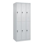 C+P Doppelstock-Spind Classic PLUS, 3 Abteile, 1850x750x500mm, 7035/7035 Verschluss Sicherheits-Drehriegel