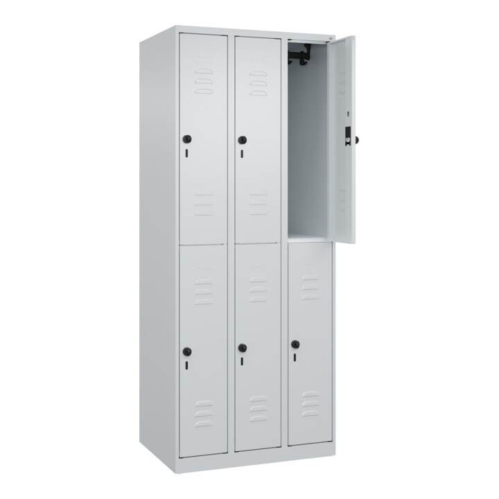 C+P Doppelstock-Spind Classic PLUS, 3 Abteile, 1850x750x500mm, 7035/7035 Verschluss Sicherheits-Drehriegel