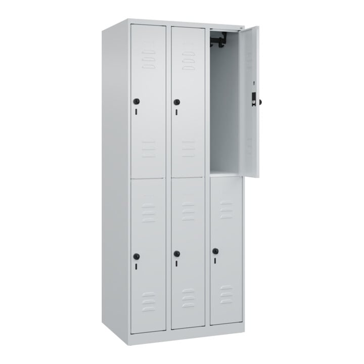 C+P Doppelstock-Spind Classic PLUS, 3 Abteile, 1850x750x500mm, 7035/7035 Verschluss Sicherheits-Drehriegel