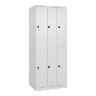 C+P Doppelstock-Spind Classic PLUS, 3 Abteile, 1850x750x500mm, 9016/9016 Verschluss Sicherheits-Drehriegel
