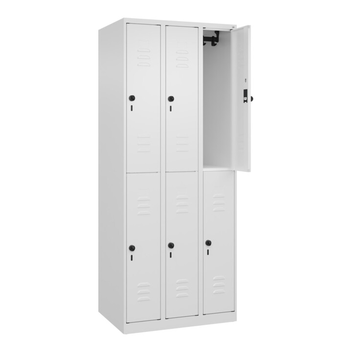 C+P Doppelstock-Spind Classic PLUS, 3 Abteile, 1850x750x500mm, 9016/9016 Verschluss Sicherheits-Drehriegel
