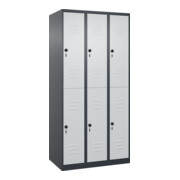 C+P Doppelstock-Spind Classic PLUS, 3 Abteile, 1850x900x500mm, 7016/7035 Verschluss Sicherheits-Drehriegel