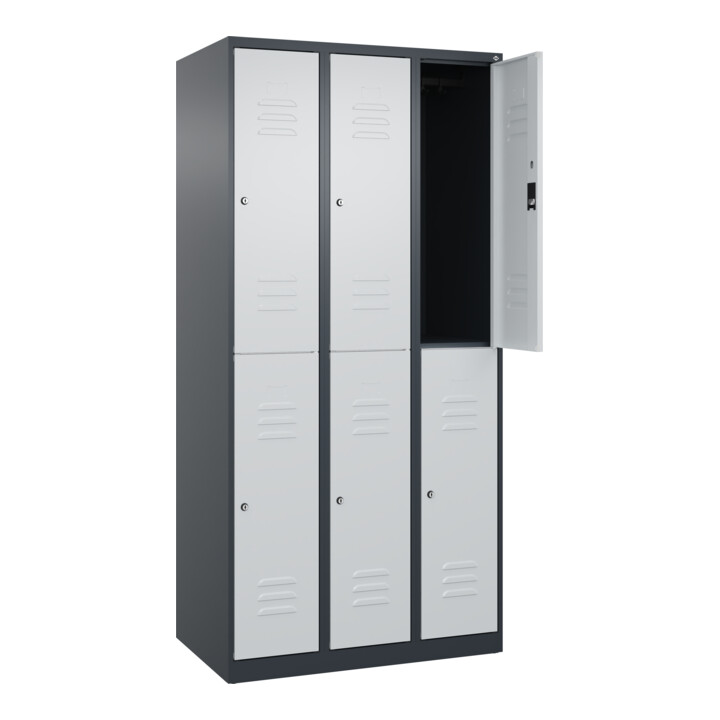 C+P Doppelstock-Spind Classic PLUS, 3 Abteile, 1850x900x500mm, 7016/7035 Verschluss Zylinderschloss