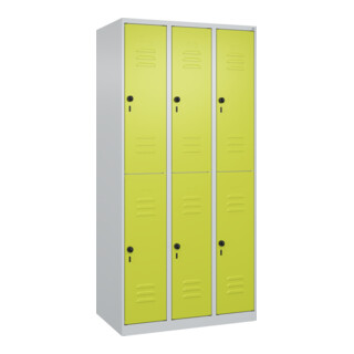 C+P Doppelstock-Spind Classic PLUS, 3 Abteile, 1850x900x500mm, 7035/0024 Verschluss Sicherheits-Drehriegel