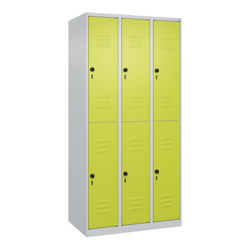 C+P Doppelstock-Spind Classic PLUS, 3 Abteile, 1850x900x500mm, 7035/0024 Verschluss Sicherheits-Drehriegel
