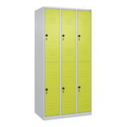 C+P Doppelstock-Spind Classic PLUS, 3 Abteile, 1850x900x500mm, 7035/0024 Verschluss Sicherheits-Drehriegel