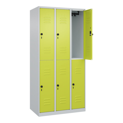 C+P Doppelstock-Spind Classic PLUS, 3 Abteile, 1850x900x500mm, 7035/0024 Verschluss Sicherheits-Drehriegel