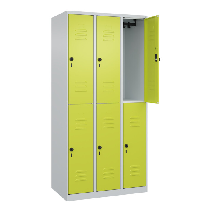 C+P Doppelstock-Spind Classic PLUS, 3 Abteile, 1850x900x500mm, 7035/0024 Verschluss Sicherheits-Drehriegel