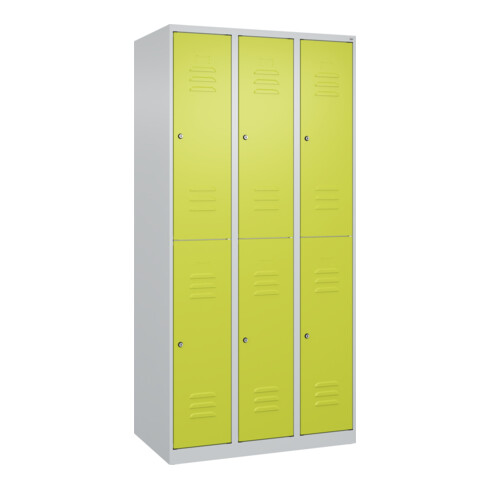 C+P Doppelstock-Spind Classic PLUS, 3 Abteile, 1850x900x500mm, 7035/0024 Verschluss Zylinderschloss