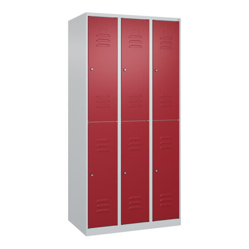 C+P Doppelstock-Spind Classic PLUS, 3 Abteile, 1850x900x500mm, 7035/3003 Verschluss Zylinderschloss