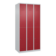 C+P Doppelstock-Spind Classic PLUS, 3 Abteile, 1850x900x500mm, 7035/3003 Verschluss Zylinderschloss