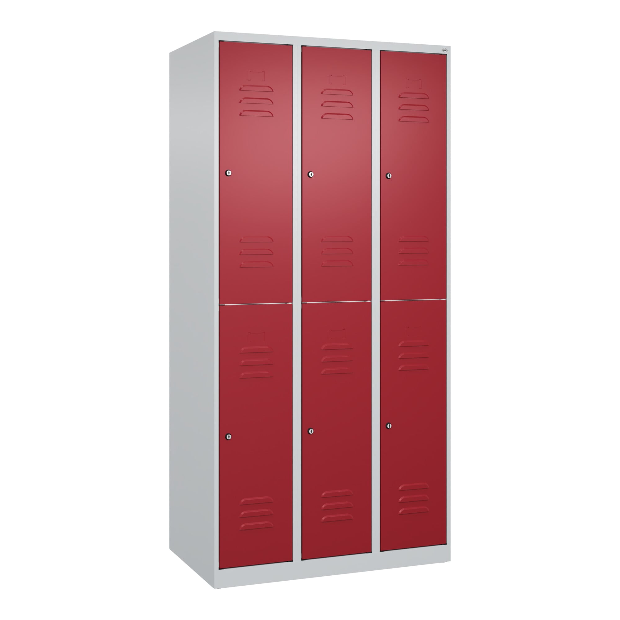 C+P Doppelstock-Spind Classic PLUS, 3 Abteile, 1850x900x500mm, 7035/3003 Verschluss Zylinderschloss ; C + P Möbelsysteme