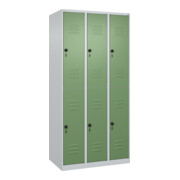 C+P Doppelstock-Spind Classic PLUS, 3 Abteile, 1850x900x500mm, 7035/6011 Verschluss Sicherheits-Drehriegel