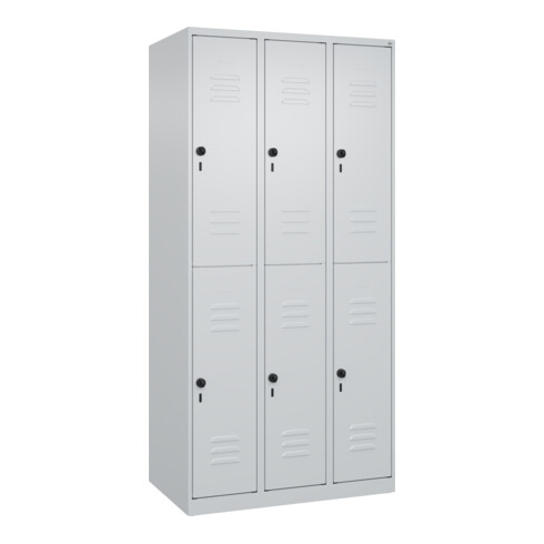 C+P Doppelstock-Spind Classic PLUS, 3 Abteile, 1850x900x500mm, 7035/7035 Verschluss Sicherheits-Drehriegel