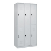 C+P Doppelstock-Spind Classic PLUS, 3 Abteile, 1850x900x500mm, 7035/7035 Verschluss Sicherheits-Drehriegel