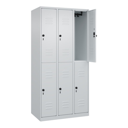 C+P Doppelstock-Spind Classic PLUS, 3 Abteile, 1850x900x500mm, 7035/7035 Verschluss Sicherheits-Drehriegel