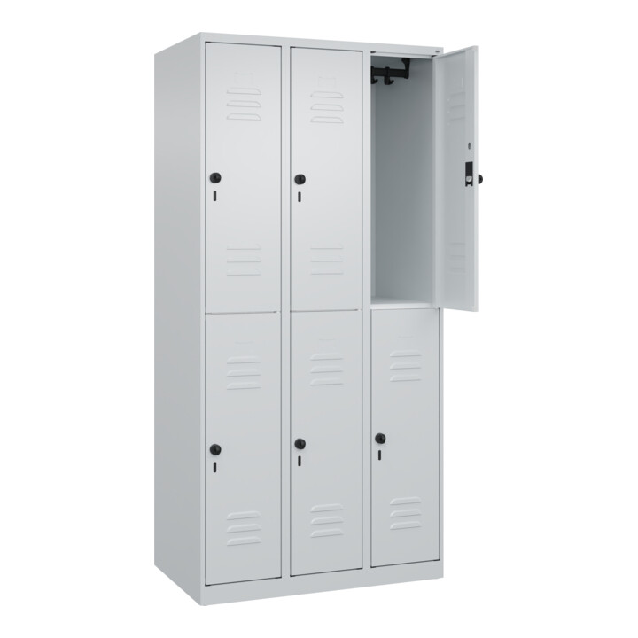 C+P Doppelstock-Spind Classic PLUS, 3 Abteile, 1850x900x500mm, 7035/7035 Verschluss Sicherheits-Drehriegel