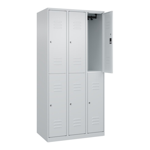 C+P Doppelstock-Spind Classic PLUS, 3 Abteile, 1850x900x500mm, 7035/7035 Verschluss Zylinderschloss