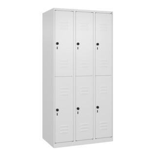 C+P Doppelstock-Spind Classic PLUS, 3 Abteile, 1850x900x500mm, 9016/9016 Verschluss Sicherheits-Drehriegel