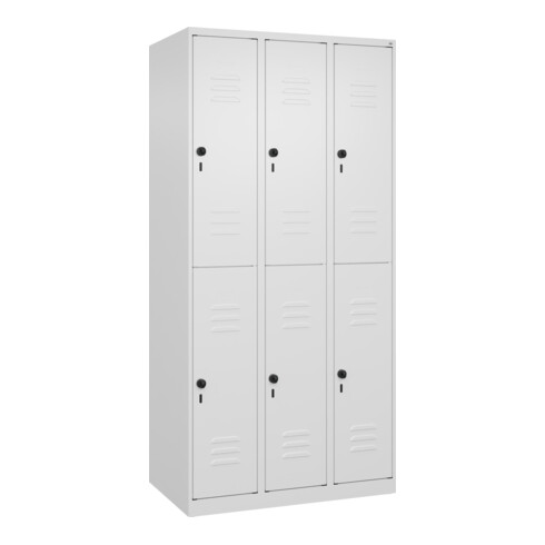 C+P Doppelstock-Spind Classic PLUS, 3 Abteile, 1850x900x500mm, 9016/9016 Verschluss Sicherheits-Drehriegel