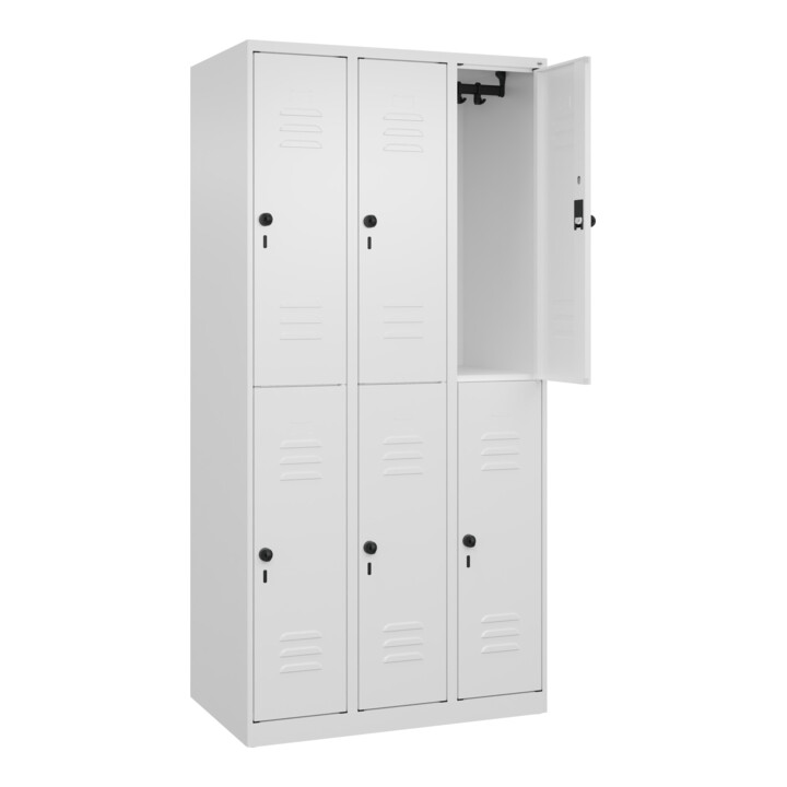 C+P Doppelstock-Spind Classic PLUS, 3 Abteile, 1850x900x500mm, 9016/9016 Verschluss Sicherheits-Drehriegel