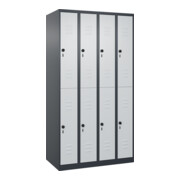 C+P Doppelstock-Spind Classic PLUS, 4 Abteile, 1850x1000x500mm, 7016/7035 Verschluss Sicherheits-Drehriegel
