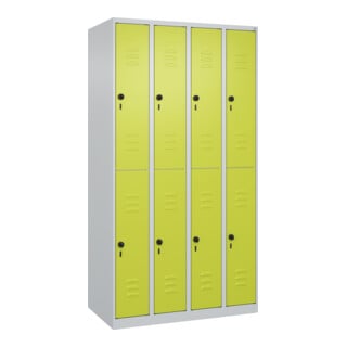 C+P Doppelstock-Spind Classic PLUS, 4 Abteile, 1850x1000x500mm, 7035/0024 Verschluss Sicherheits-Drehriegel