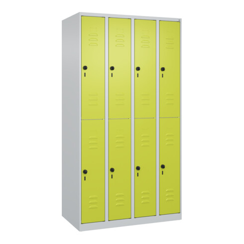 C+P Doppelstock-Spind Classic PLUS, 4 Abteile, 1850x1000x500mm, 7035/0024 Verschluss Sicherheits-Drehriegel