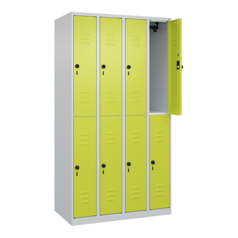 C+P Doppelstock-Spind Classic PLUS, 4 Abteile, 1850x1000x500mm, 7035/0024 Verschluss Sicherheits-Drehriegel