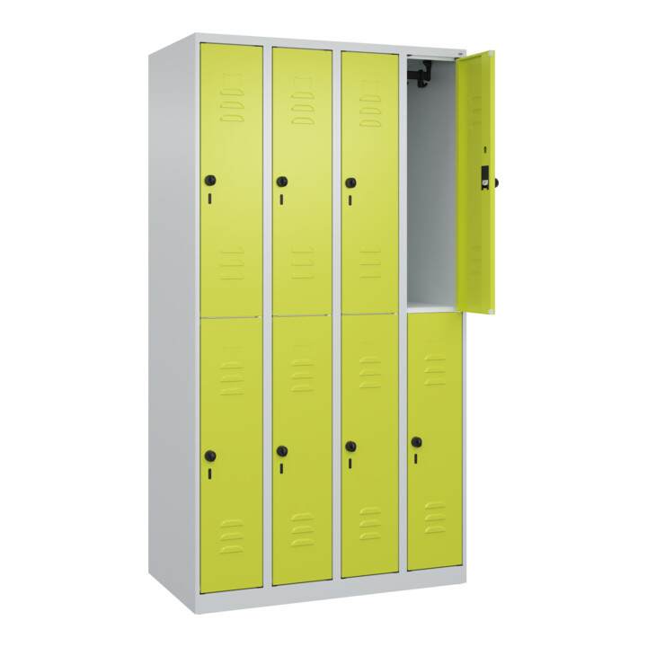 C+P Doppelstock-Spind Classic PLUS, 4 Abteile, 1850x1000x500mm, 7035/0024 Verschluss Sicherheits-Drehriegel