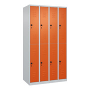 C+P Doppelstock-Spind Classic PLUS, 4 Abteile, 1850x1000x500mm, 7035/2004 Verschluss Sicherheits-Drehriegel