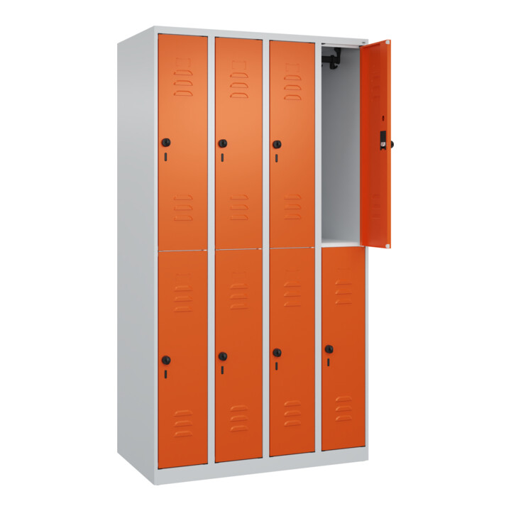 C+P Doppelstock-Spind Classic PLUS, 4 Abteile, 1850x1000x500mm, 7035/2004 Verschluss Sicherheits-Drehriegel