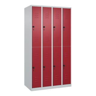 C+P Doppelstock-Spind Classic PLUS, 4 Abteile, 1850x1000x500mm, 7035/3003 Verschluss Sicherheits-Drehriegel