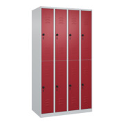 C+P Doppelstock-Spind Classic PLUS, 4 Abteile, 1850x1000x500mm, 7035/3003 Verschluss Sicherheits-Drehriegel