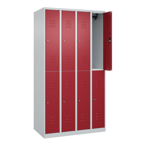 C+P Doppelstock-Spind Classic PLUS, 4 Abteile, 1850x1000x500mm, 7035/3003 Verschluss Zylinderschloss