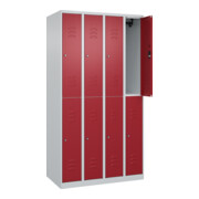 C+P Doppelstock-Spind Classic PLUS, 4 Abteile, 1850x1000x500mm, 7035/3003 Verschluss Zylinderschloss