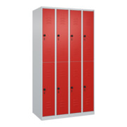 C+P Doppelstock-Spind Classic PLUS, 4 Abteile, 1850x1000x500mm, 7035/3020 Verschluss Sicherheits-Drehriegel