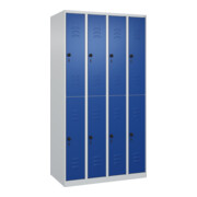 C+P Doppelstock-Spind Classic PLUS, 4 Abteile, 1850x1000x500mm, 7035/5010 Verschluss Sicherheits-Drehriegel