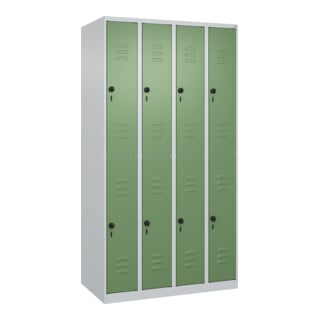 C+P Doppelstock-Spind Classic PLUS, 4 Abteile, 1850x1000x500mm, 7035/6011 Verschluss Sicherheits-Drehriegel